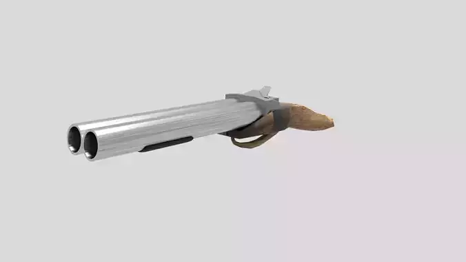 Low-Poly Shotgun revolver