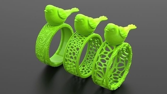 bird ring Silver Gold  Print 3D print model