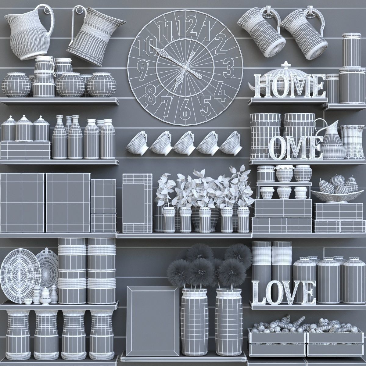KitchenTableware kitchen shelf 3D model_1