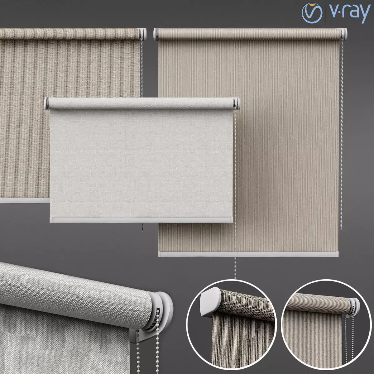 roller blind set 01  3D model_0