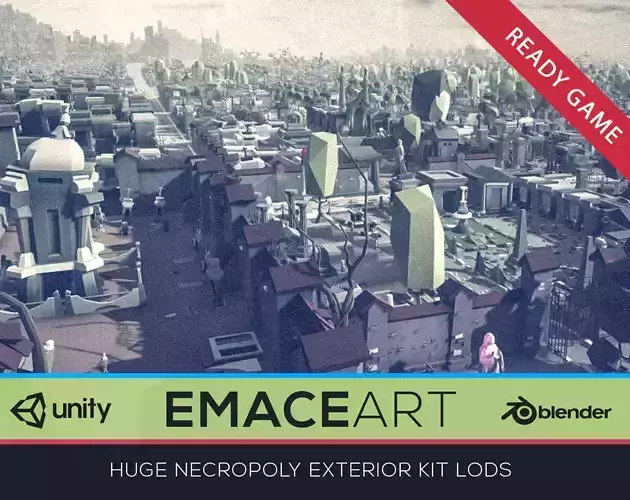 Cemetery Graveyard Exterior Big Ready Map LODs Low-poly Low-poly 3D model