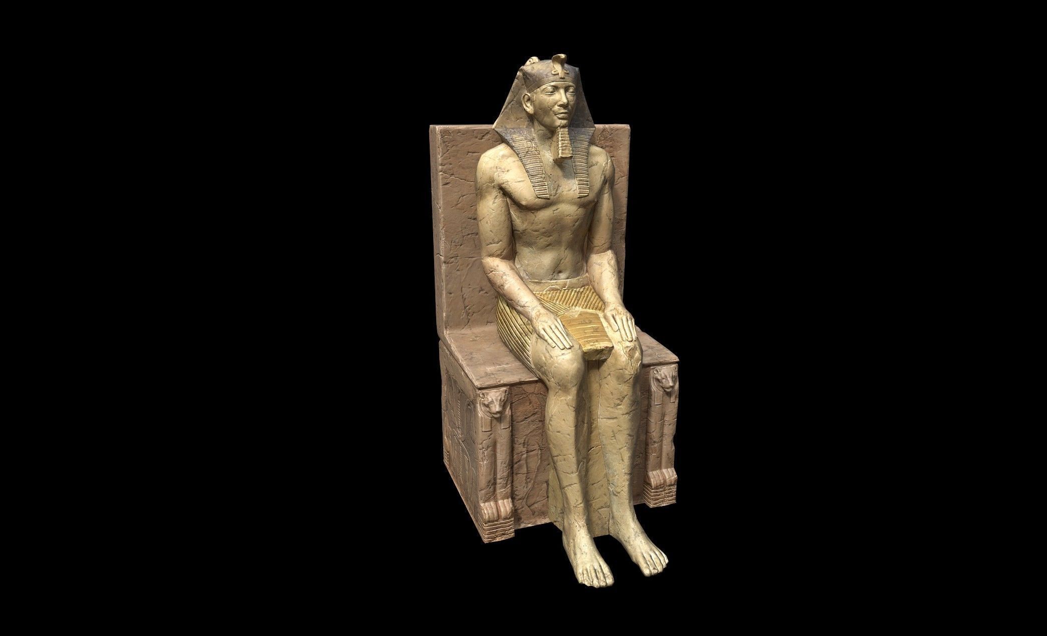 Egyptian Statue Khafre - PBR - Textured Low-poly 3D model_2