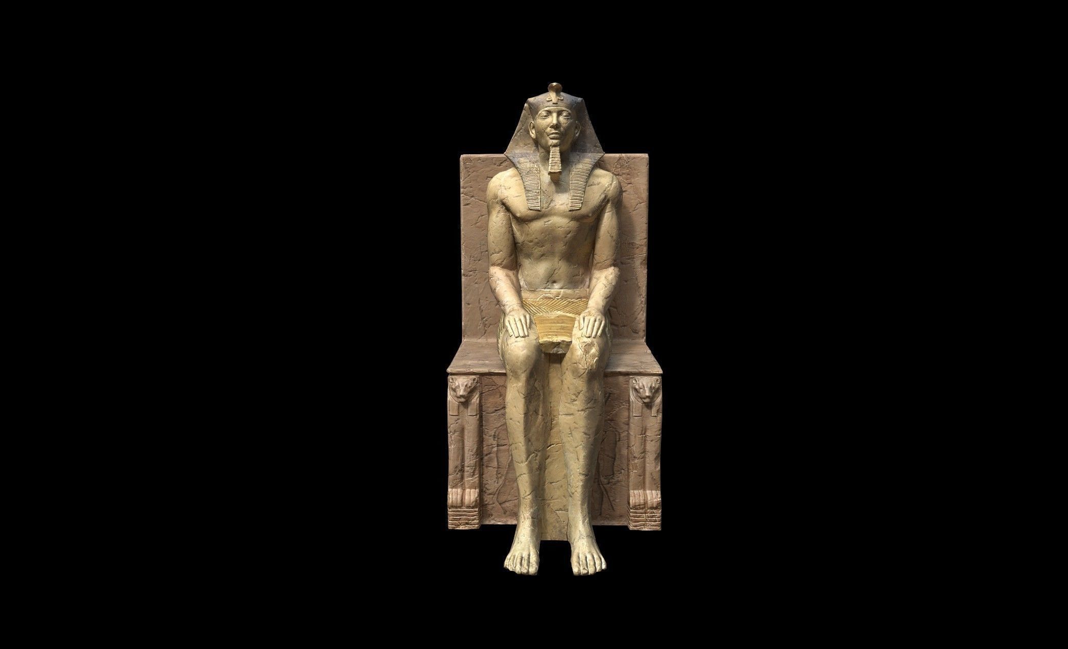 Egyptian Statue Khafre - PBR - Textured Low-poly 3D model_8