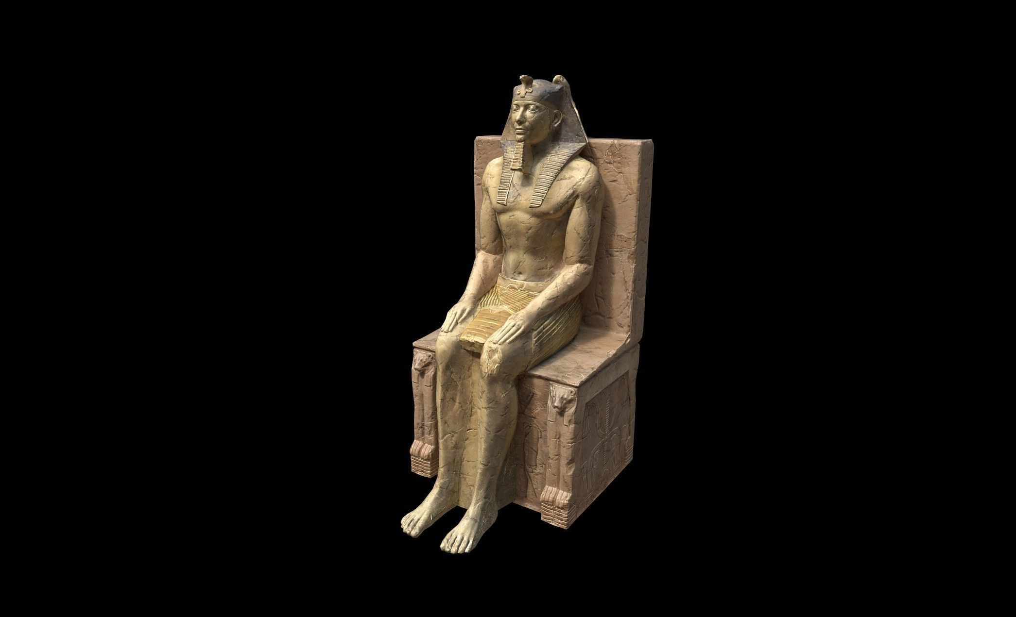 Egyptian Statue Khafre - PBR - Textured Low-poly 3D model_7