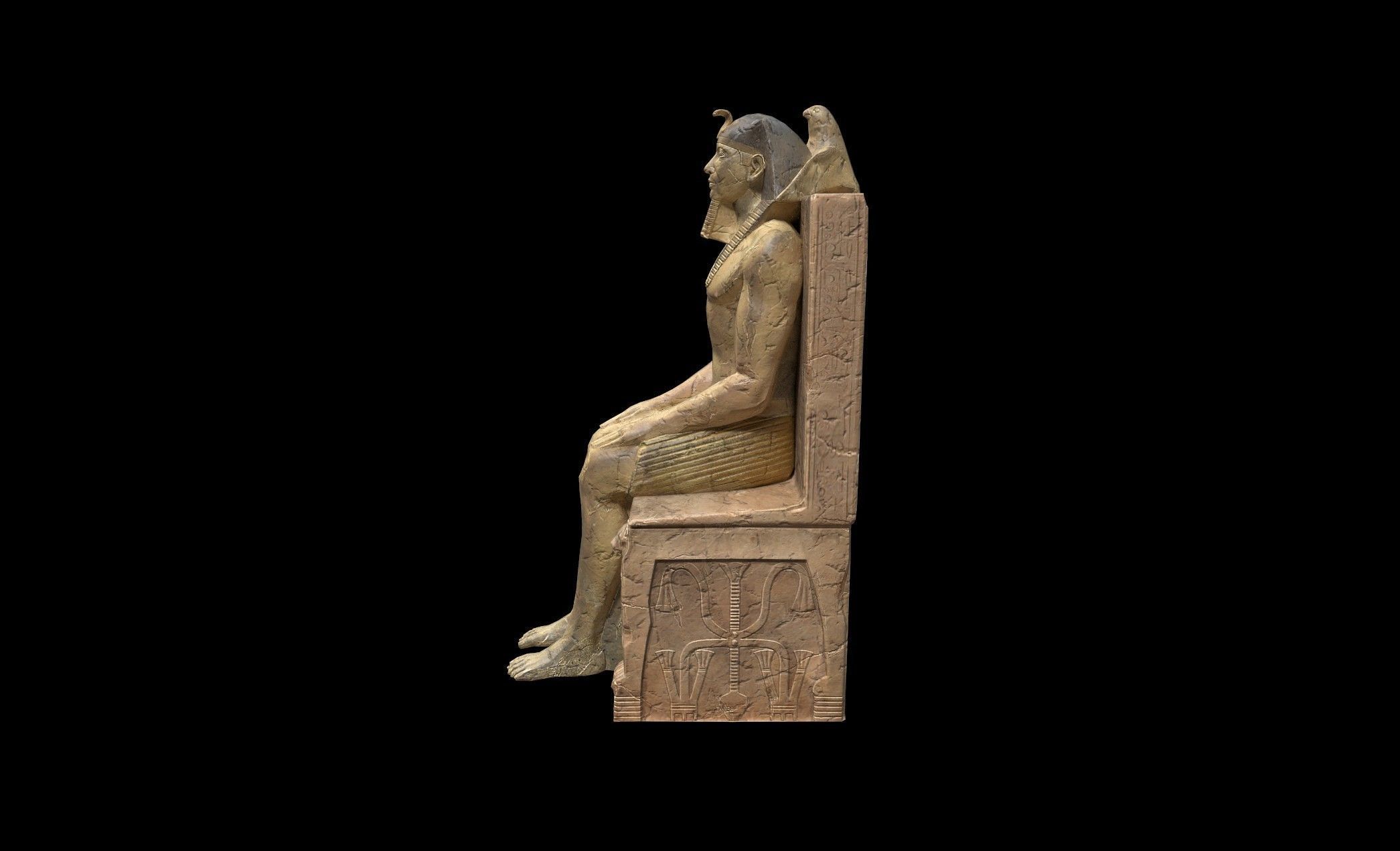 Egyptian Statue Khafre - PBR - Textured Low-poly 3D model_6