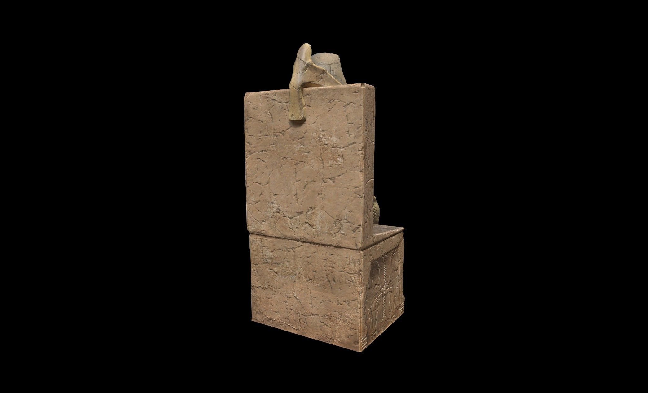 Egyptian Statue Khafre - PBR - Textured Low-poly 3D model_4