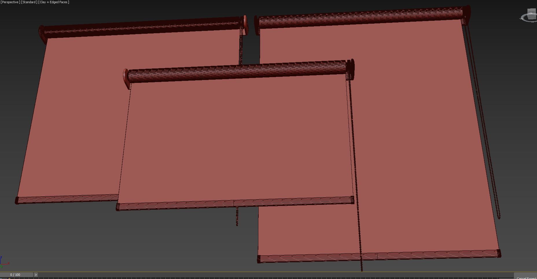 roller blind set 02  3D model_8
