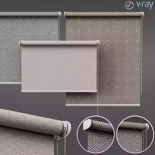 roller blind set 02  3D model