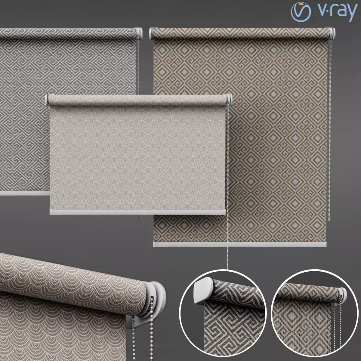 roller blind set 02  3D model_0
