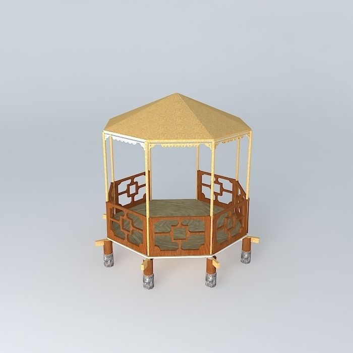 Gazebo wooden 3D model_1