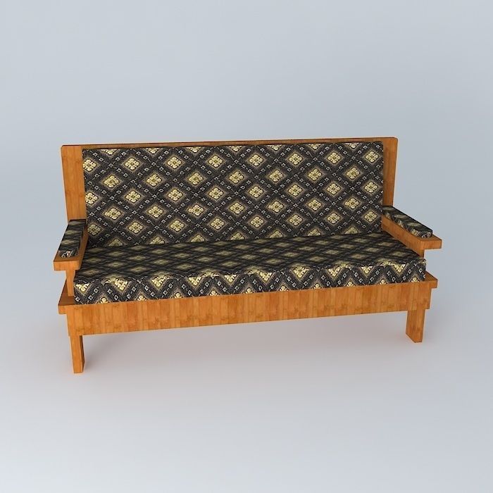 Sofa in recycled wood 3D model_2