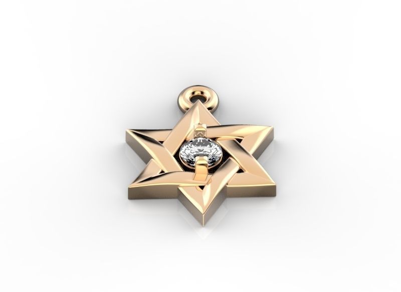David star pendant  3D print model_3