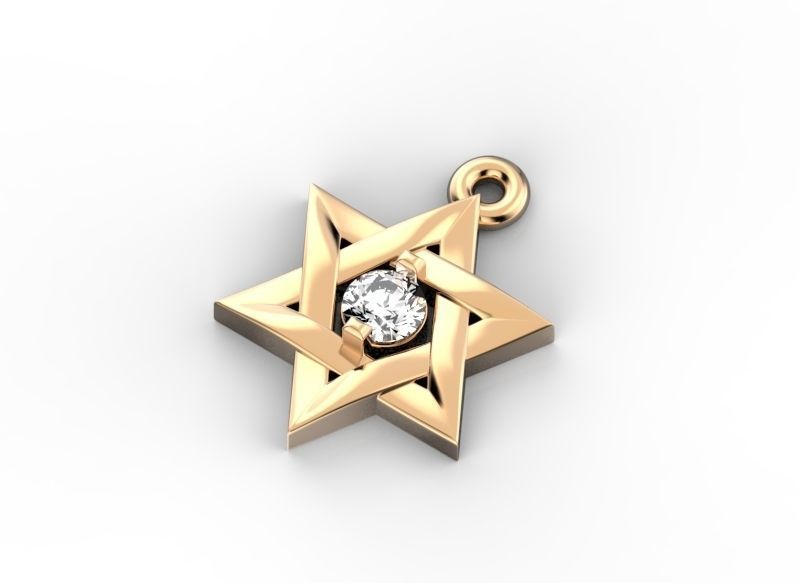 David star pendant  3D print model_2
