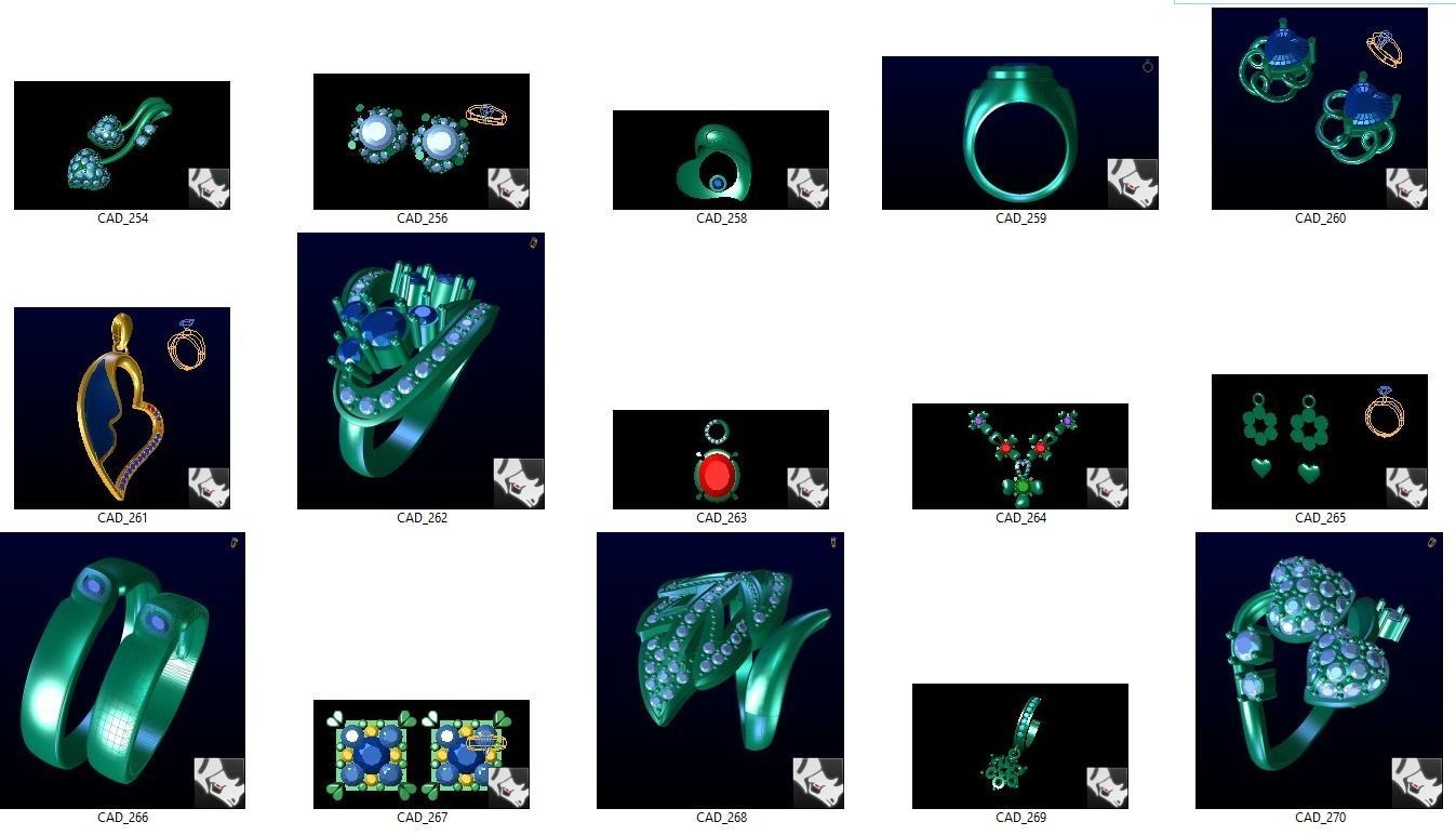 BULK-3DM-With Gems-MIX 100 Files 3D print model_5