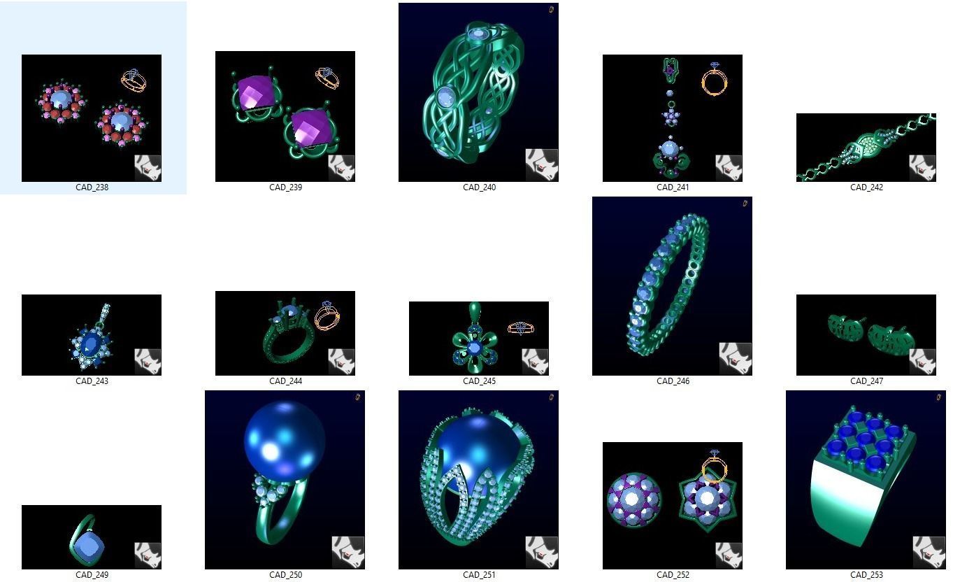 BULK-3DM-With Gems-MIX 100 Files 3D print model_4