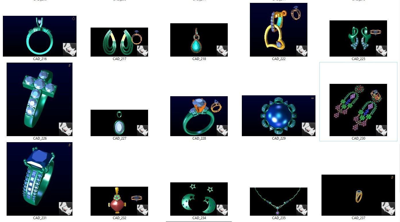 BULK-3DM-With Gems-MIX 100 Files 3D print model_3