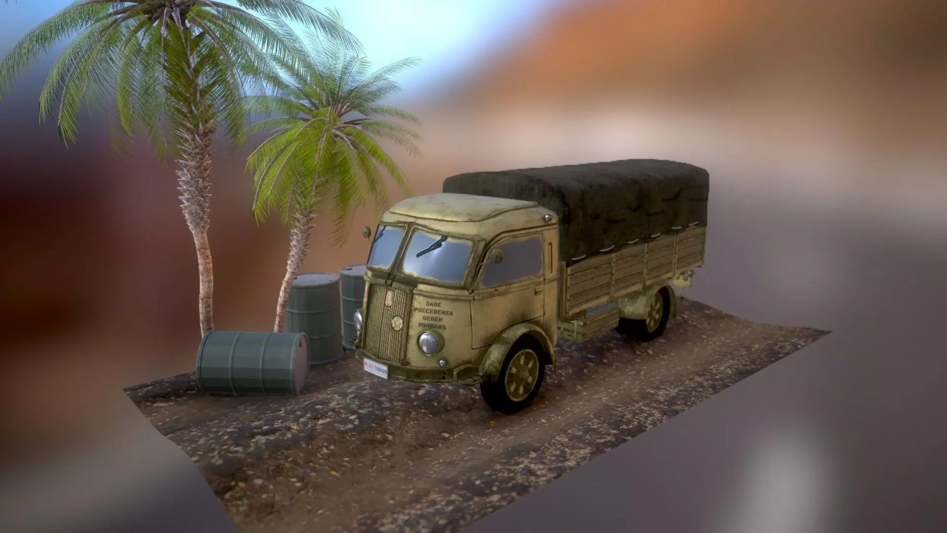 WWII Truck Fiat 626 CN Italian Low-poly 3D model_0