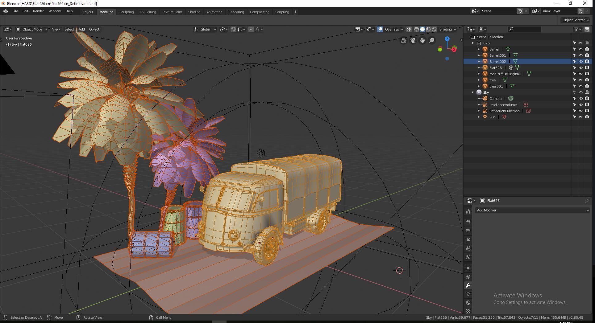 WWII Truck Fiat 626 CN Italian Low-poly 3D model_7