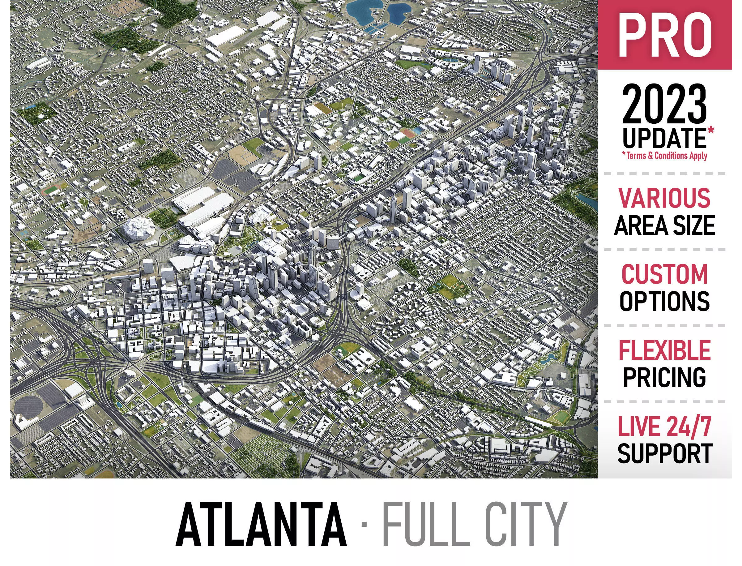 Atlanta -3D City Model Low-poly 3D model