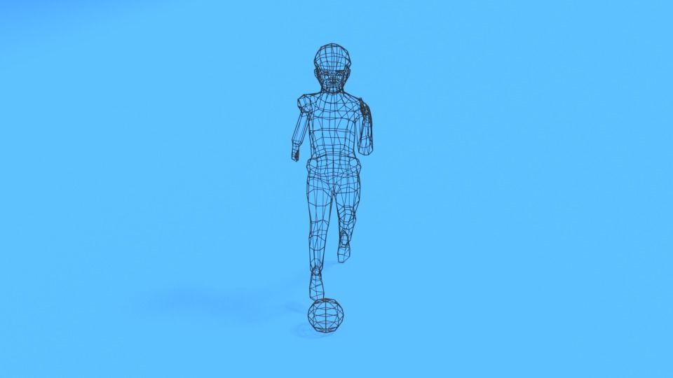 Low Poly  Kid Playing With a Ball Low-poly 3D model_10