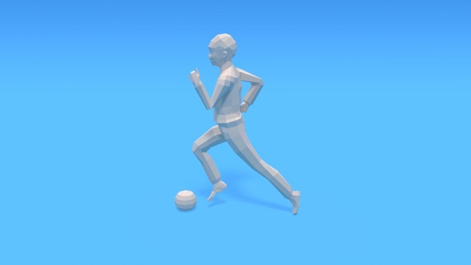 Low Poly  Kid Playing With a Ball Low-poly 3D model_3
