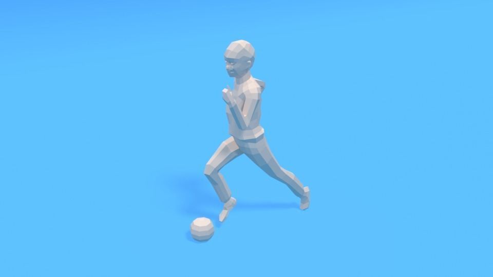 Low Poly  Kid Playing With a Ball Low-poly 3D model_6