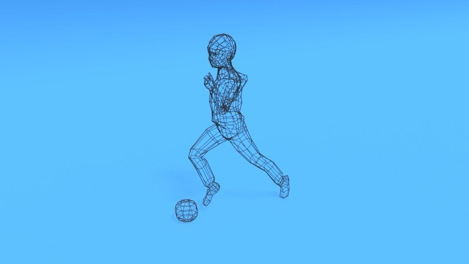 Low Poly  Kid Playing With a Ball Low-poly 3D model_9