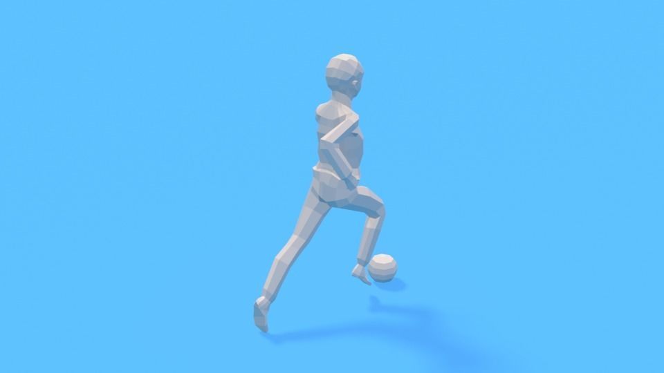 Low Poly  Kid Playing With a Ball Low-poly 3D model_5