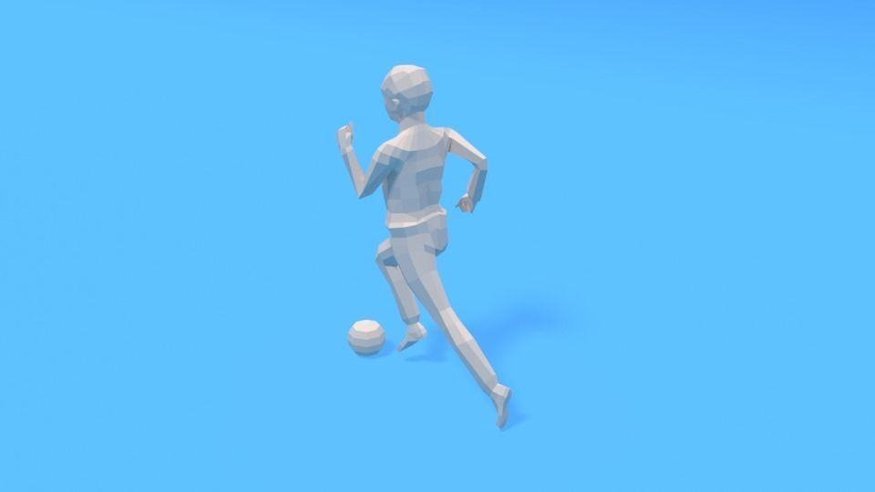 Low Poly  Kid Playing With a Ball Low-poly 3D model_4