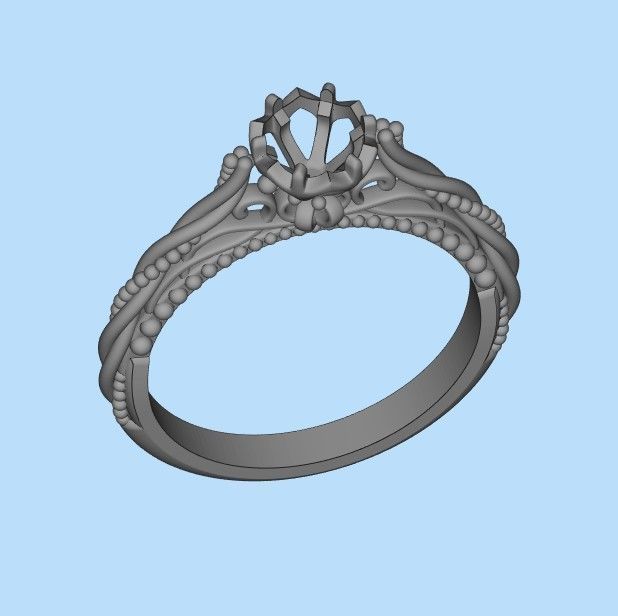 solitaire wedding engagement women ring with diamonds 3dm stl  3D print model_18