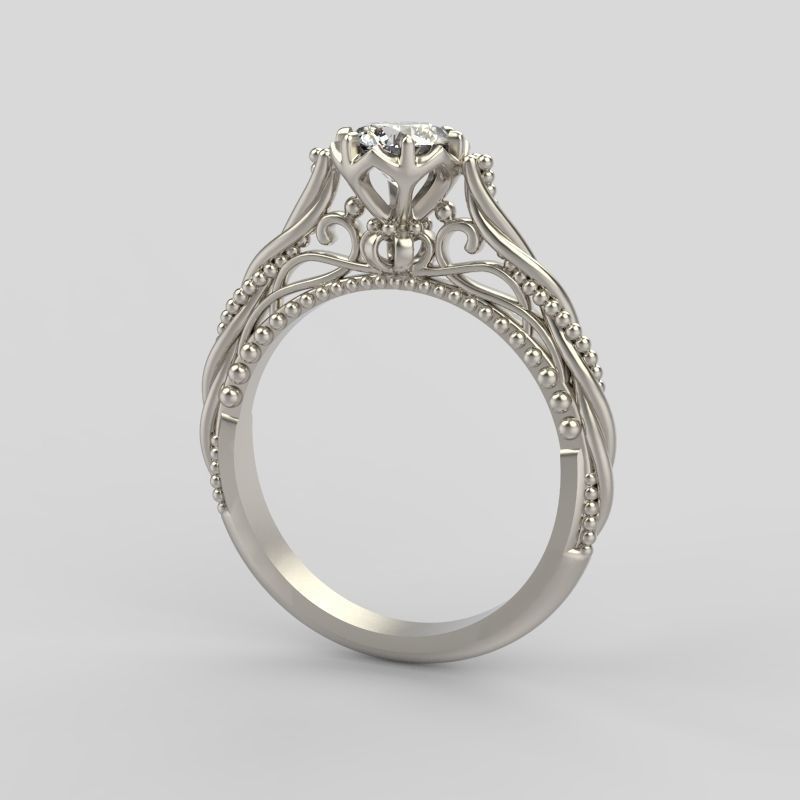 solitaire wedding engagement women ring with diamonds 3dm stl  3D print model_4