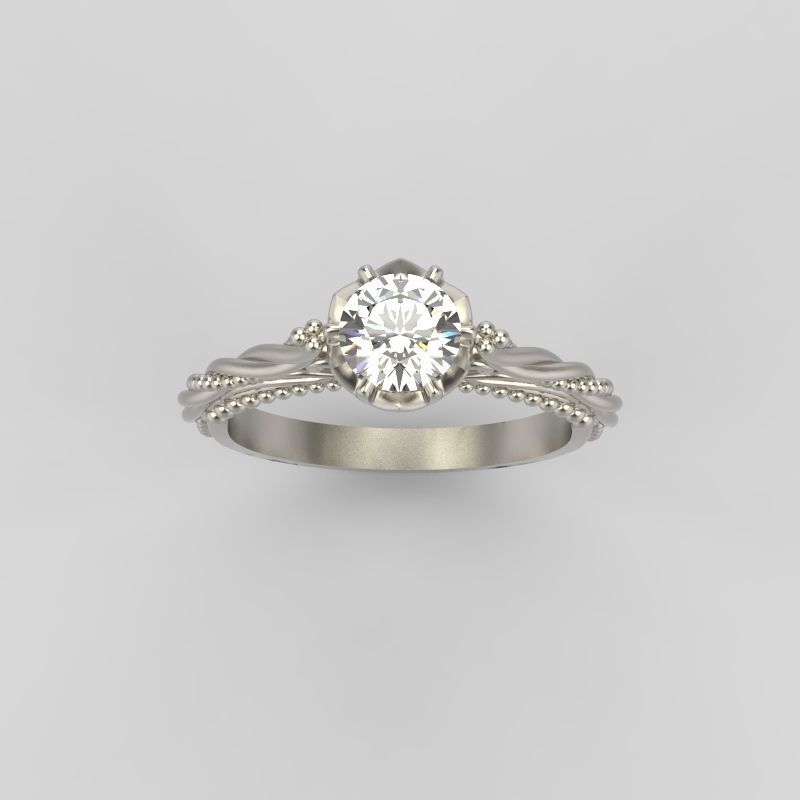 solitaire wedding engagement women ring with diamonds 3dm stl  3D print model_7