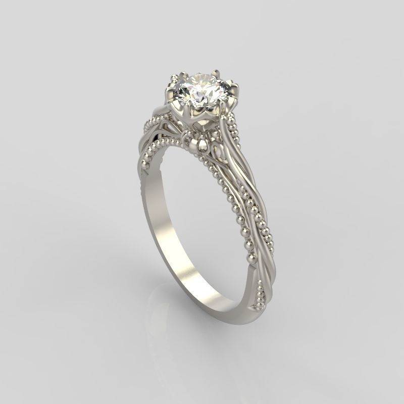 solitaire wedding engagement women ring with diamonds 3dm stl  3D print model_3