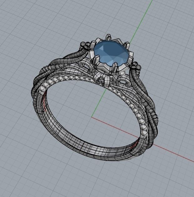 solitaire wedding engagement women ring with diamonds 3dm stl  3D print model_23
