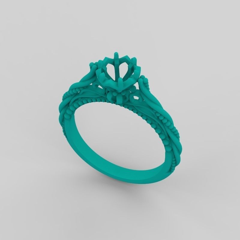 solitaire wedding engagement women ring with diamonds 3dm stl  3D print model_9
