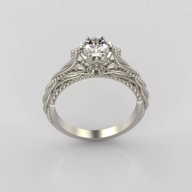 solitaire wedding engagement women ring with diamonds 3dm stl  3D print model_0