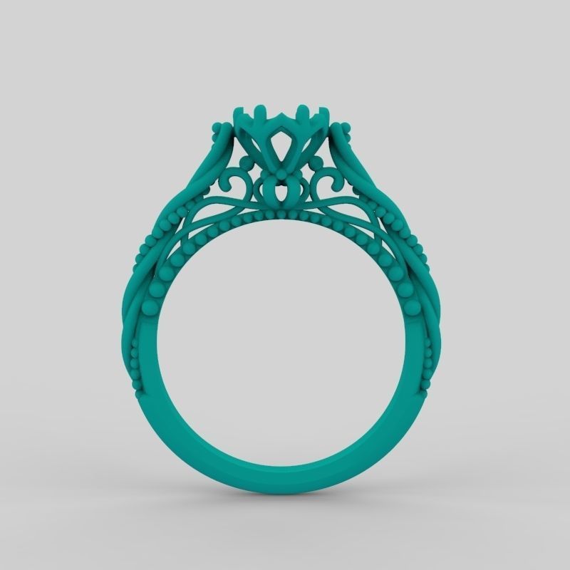 solitaire wedding engagement women ring with diamonds 3dm stl  3D print model_11