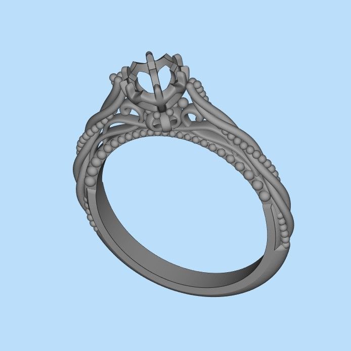 solitaire wedding engagement women ring with diamonds 3dm stl  3D print model_22