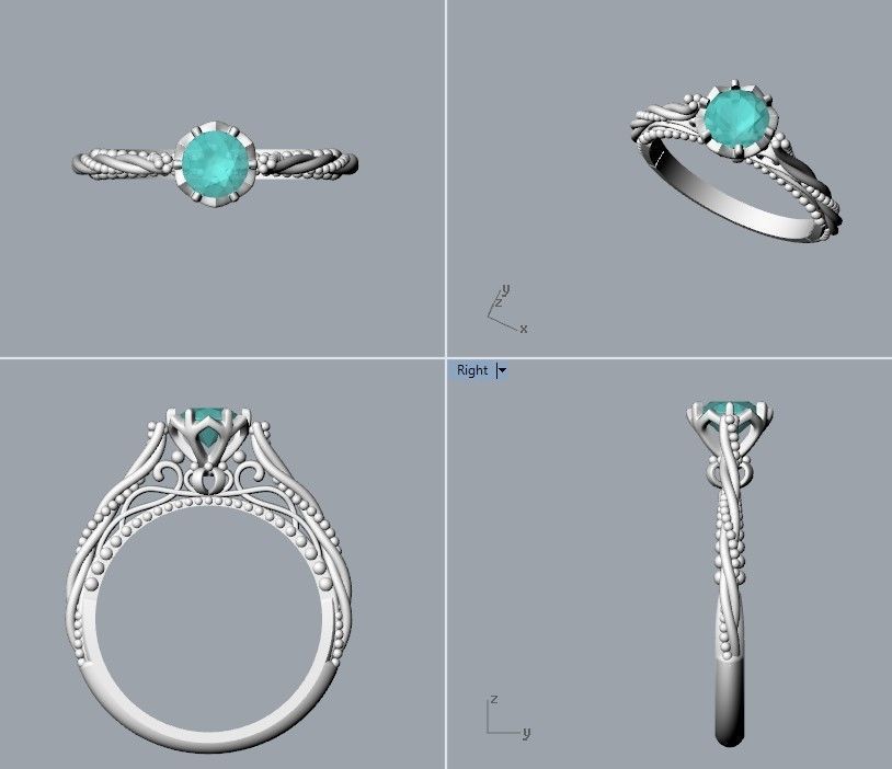 solitaire wedding engagement women ring with diamonds 3dm stl  3D print model_14