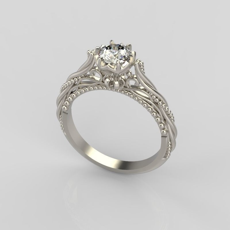 solitaire wedding engagement women ring with diamonds 3dm stl  3D print model_2