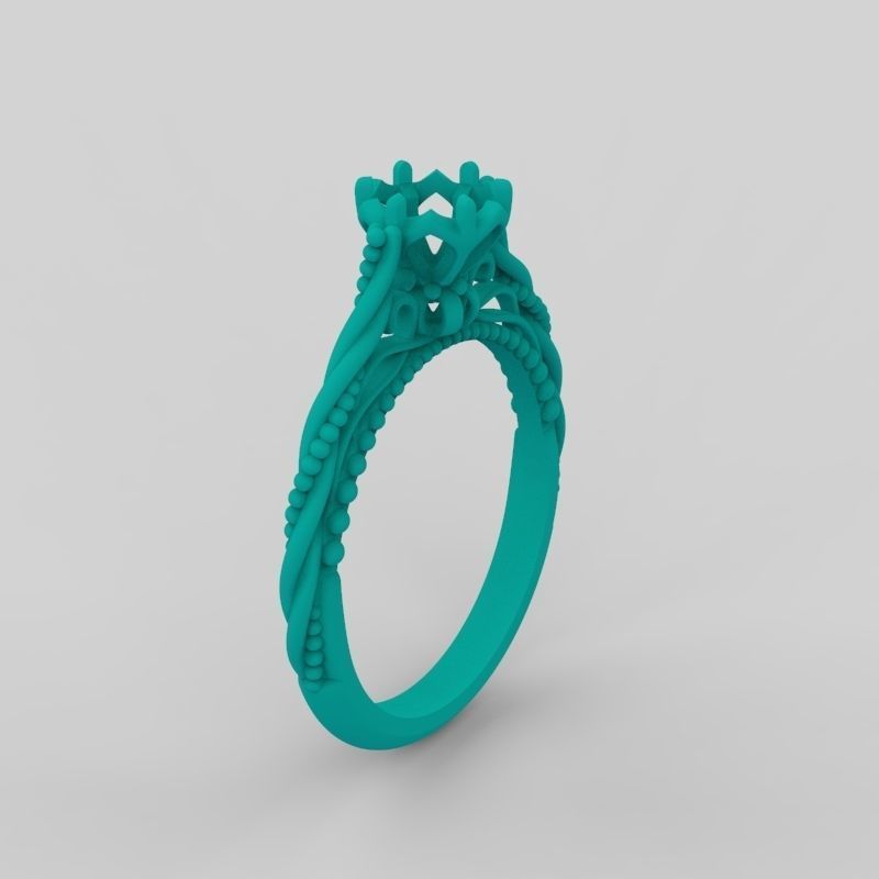 solitaire wedding engagement women ring with diamonds 3dm stl  3D print model_13