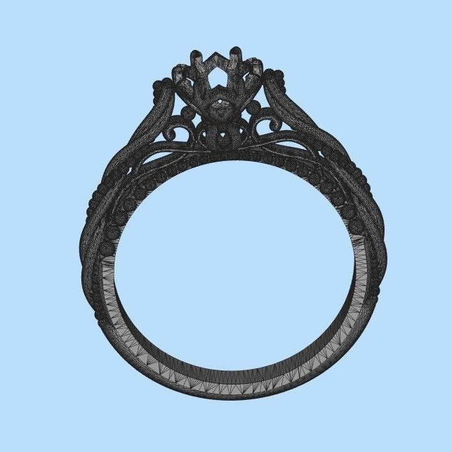 solitaire wedding engagement women ring with diamonds 3dm stl  3D print model_26