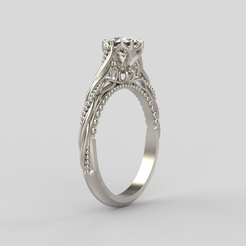 solitaire wedding engagement women ring with diamonds 3dm stl  3D print model_6