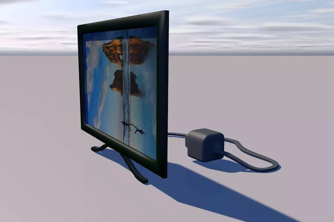screen flat television with cord 3D model