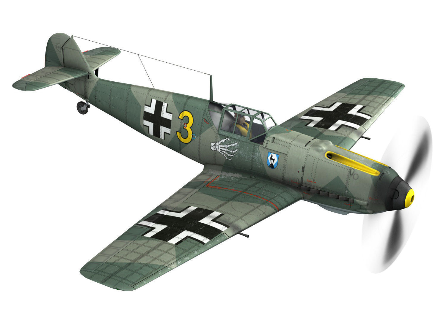 Messerschmitt - BF-109 E - Yellow 3 3D model_8