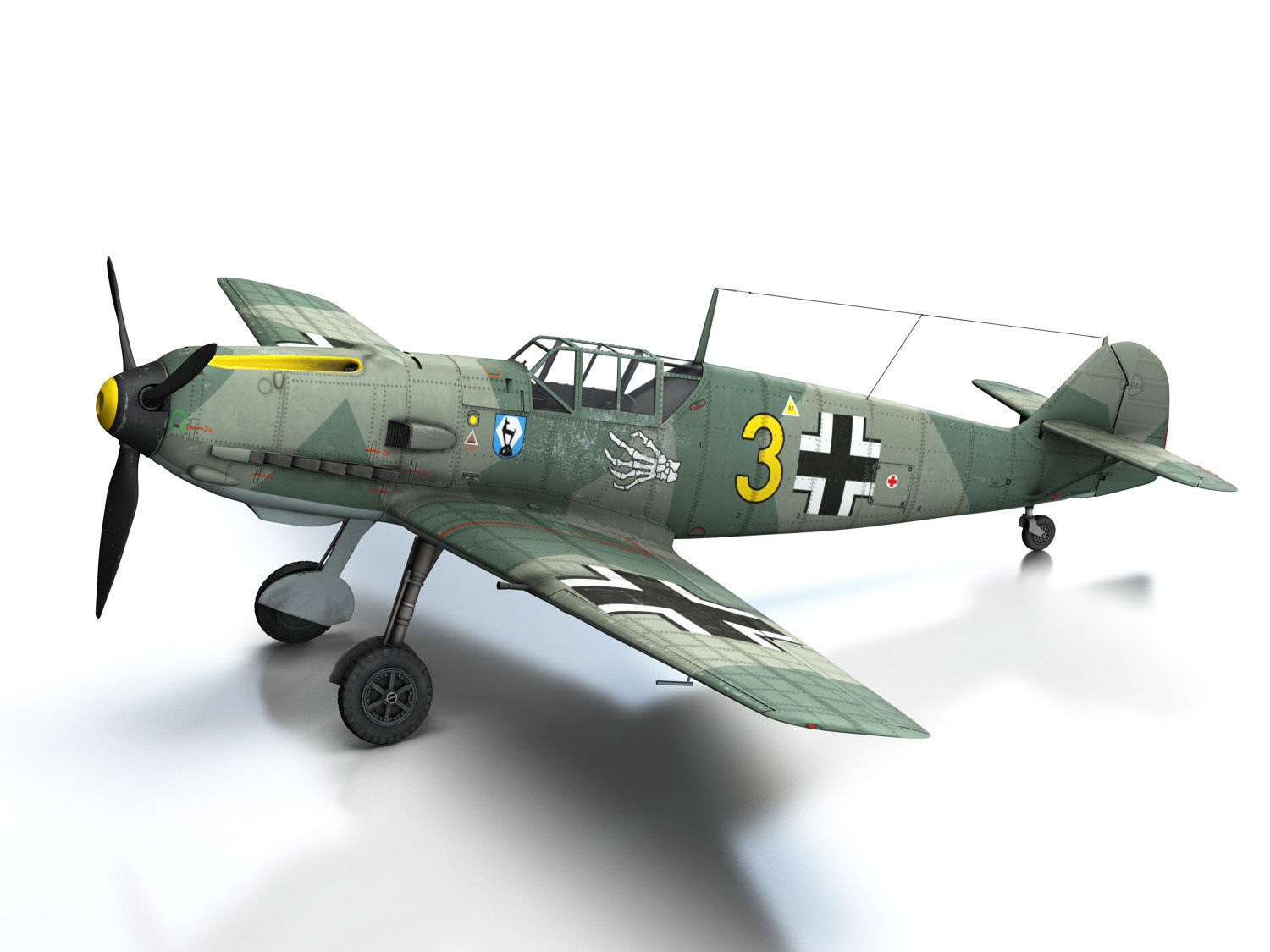 Messerschmitt - BF-109 E - Yellow 3 3D model_10