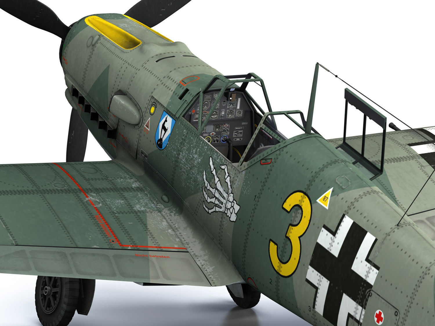 Messerschmitt - BF-109 E - Yellow 3 3D model_18