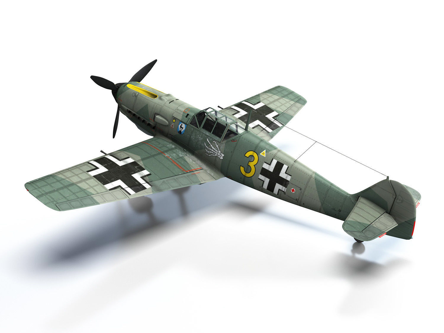 Messerschmitt - BF-109 E - Yellow 3 3D model_12