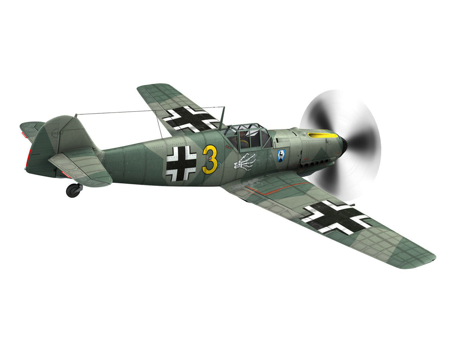 Messerschmitt - BF-109 E - Yellow 3 3D model_6