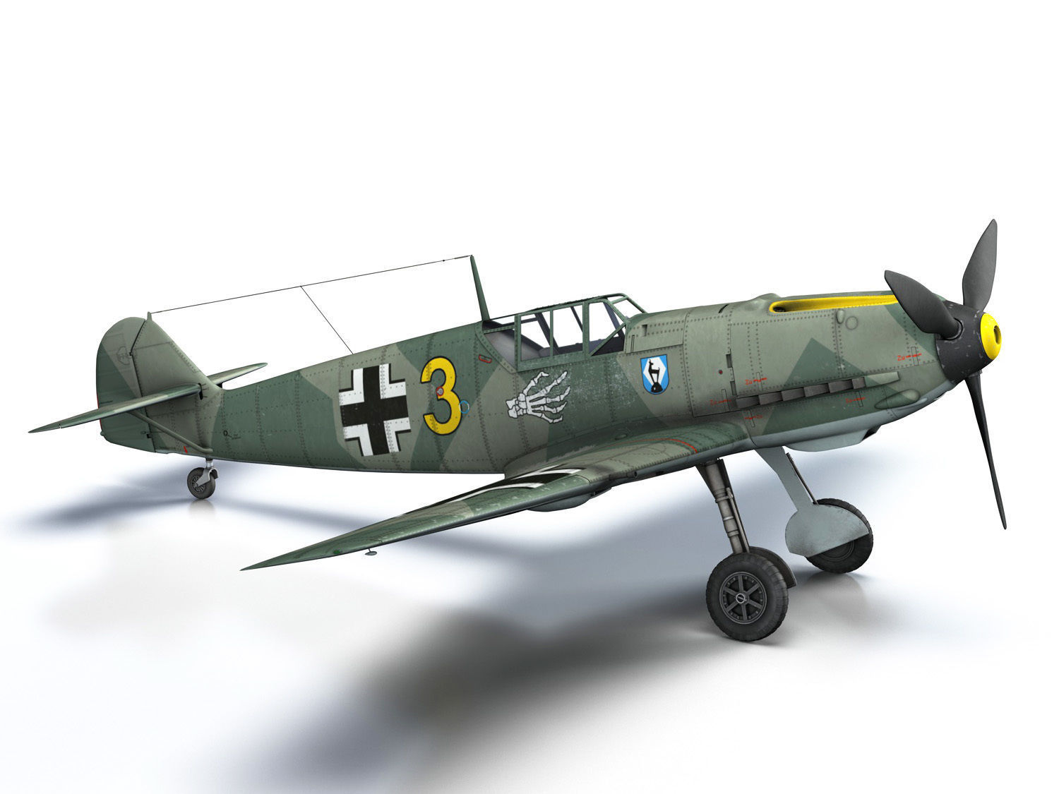 Messerschmitt - BF-109 E - Yellow 3 3D model_15
